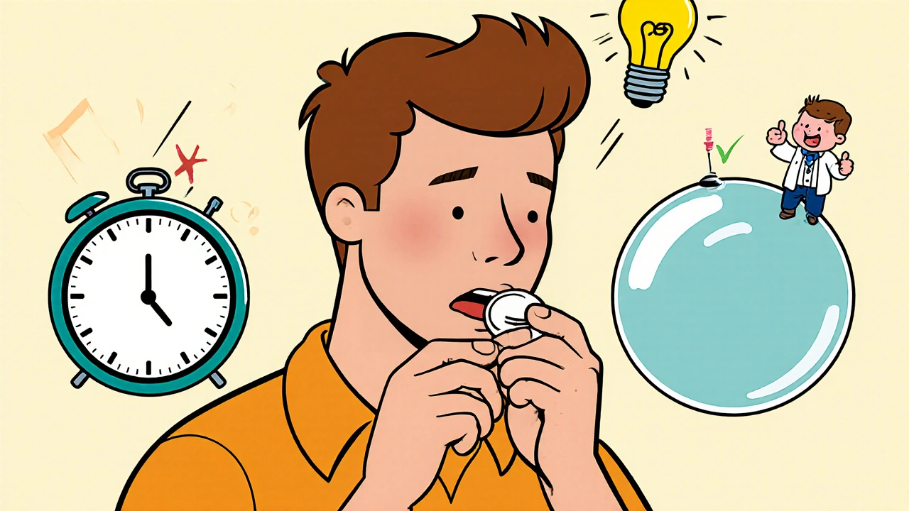 Person taking antiviral pill at the first tingle, stopping a blister from forming.