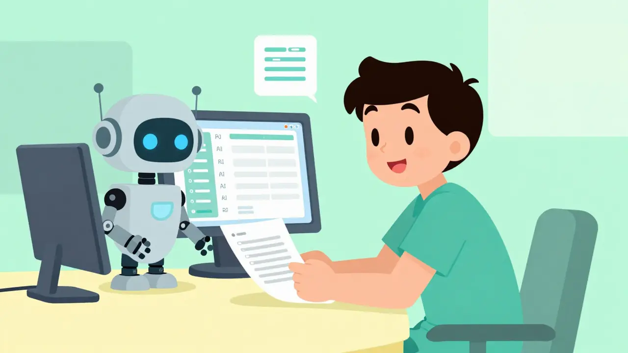 AI robot assistant managing healthcare scheduling tasks