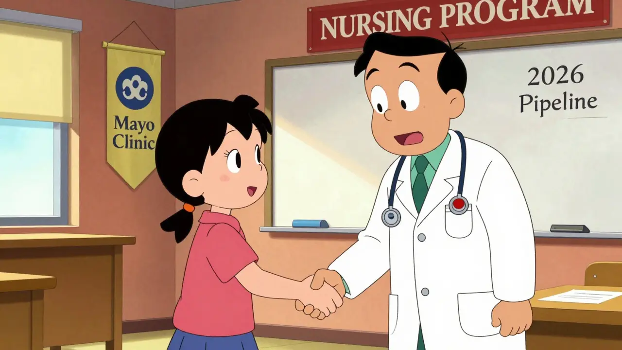 Community college nursing student and hospital mentor collaborating