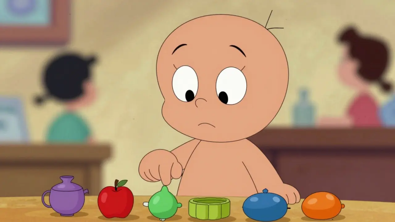 Animated person using senses to ground themselves by observing surroundings